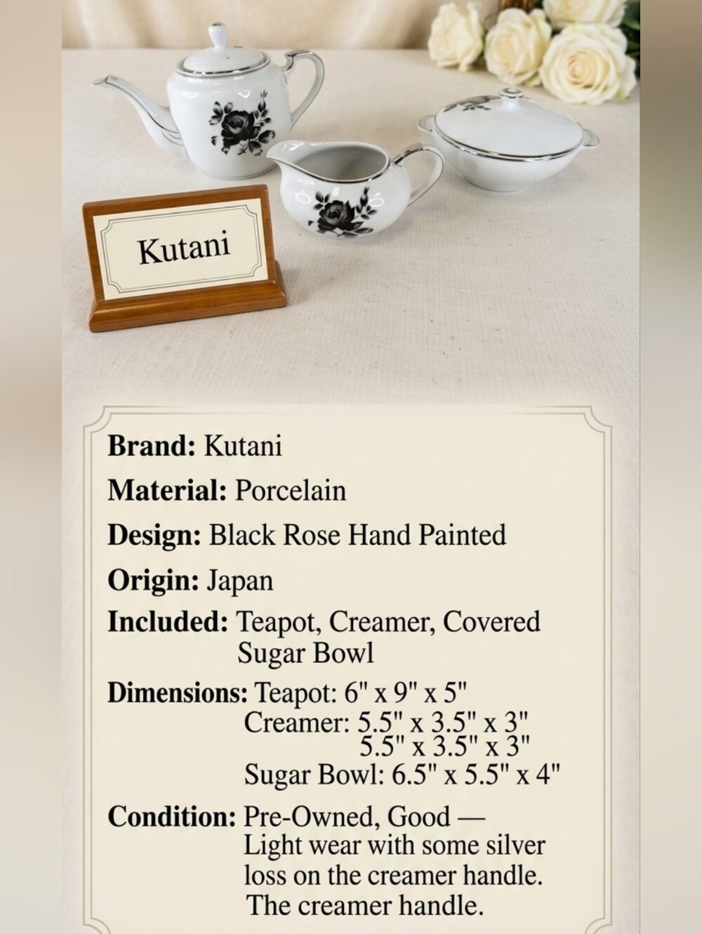 Vintage Kutani Hand-Painted Porcelain Tea Service Set - 3 Pieces
